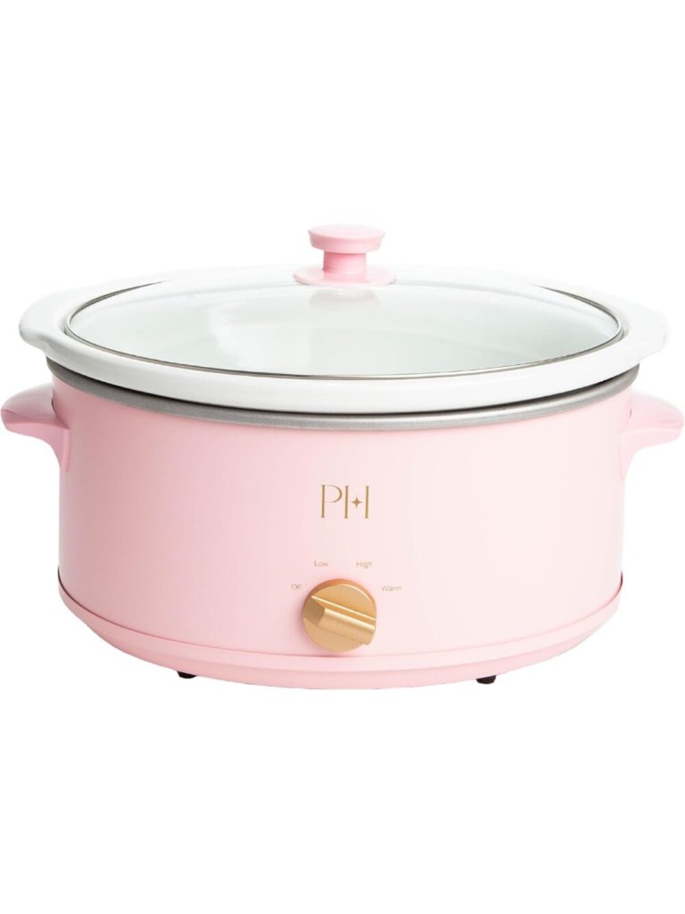 6-Quart Manual Slow Cooker - Nonstick Ceramic, 3 Settings, Dishwasher Safe, Pink